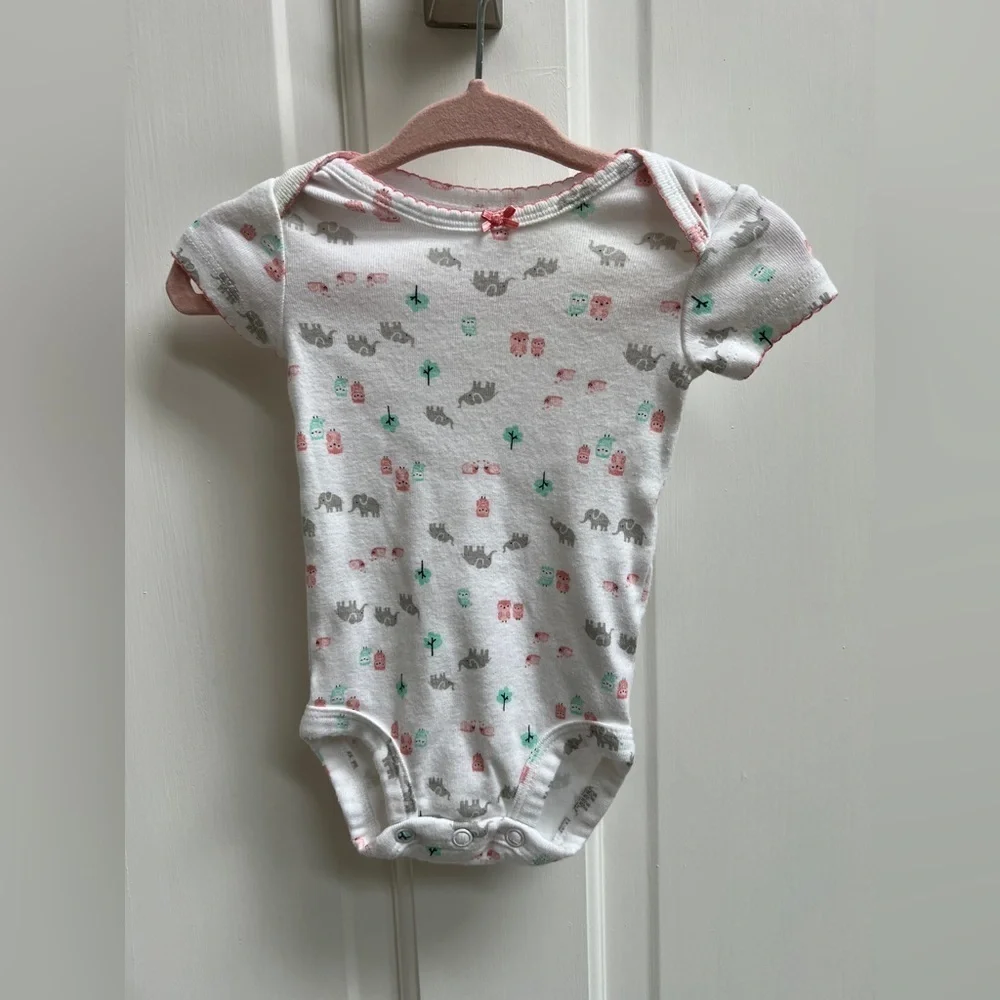 Simple Joys Newborn White Animal Girls Short Sleeve Onesie
